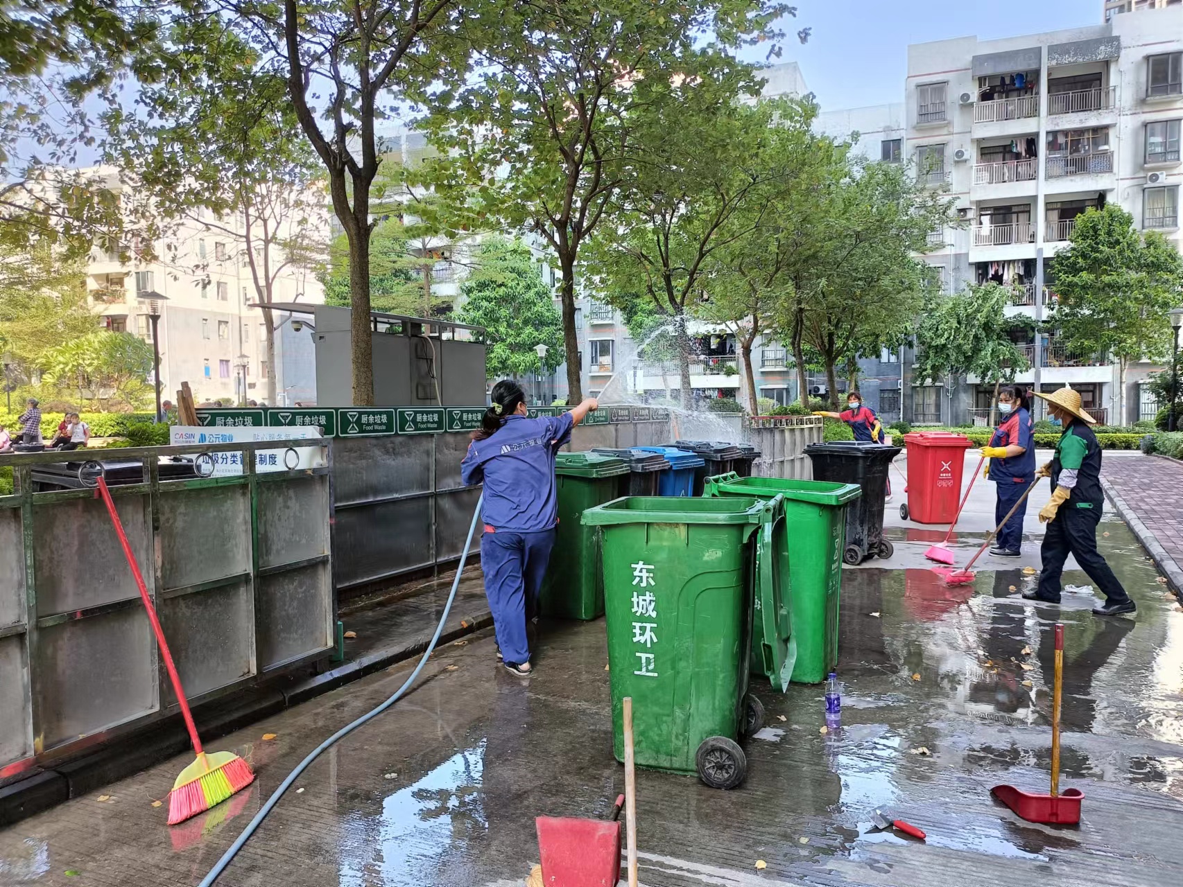 清理綠化帶垃圾，清洗各各棟樓大堂地面與消毒垃圾池6.jpg
